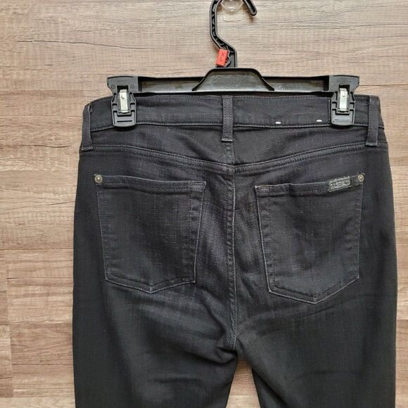 7 For All Mankind The Ankle Skinny Jeans in Black Sand Broken Twill Size 27 - Picture 12 of 16